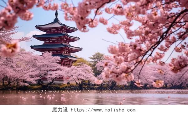 武汉东湖风景区的樱花树樱花瓣飘落浪漫意境风景唯美壁纸